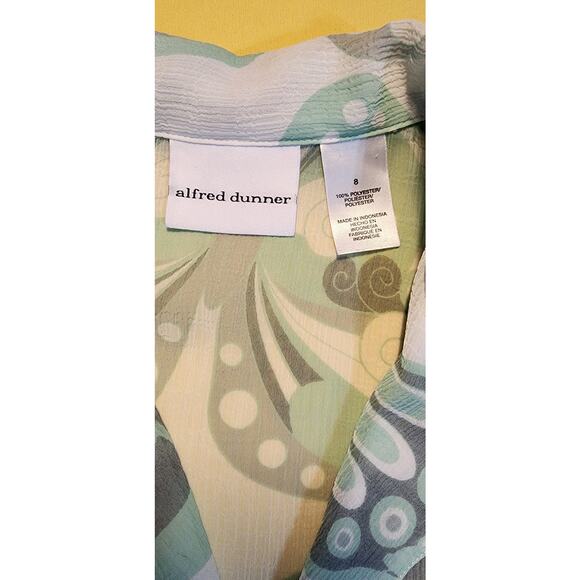 Alfred Dunner Mint green butterfly button up sheer top Size 8 - Picture 3 of 4